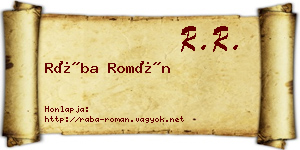 Rába Román névjegykártya